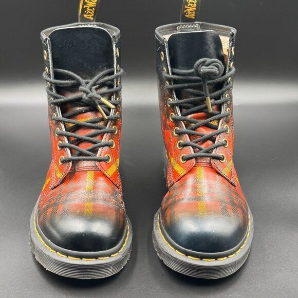 Dr. Marten 1460 Tartan Backhand Straw Grain Boots - Picture 2 of 9